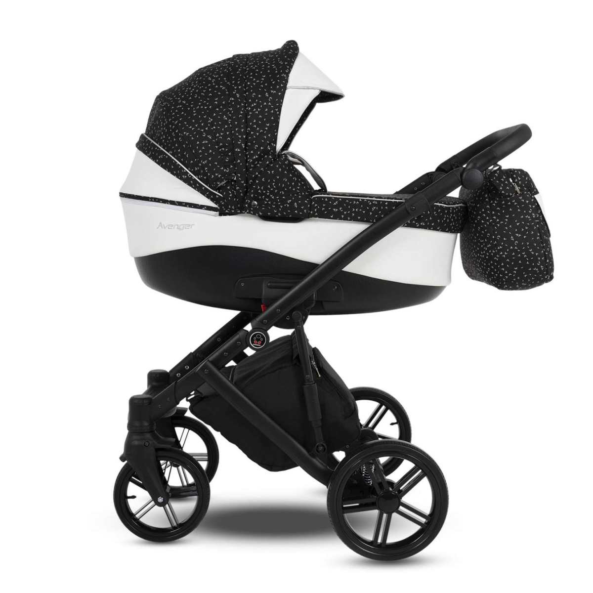 Коляска Camarelo Avenger 2 в 1черный жаккард/белая экокожа