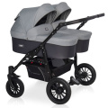Коляска для двойни 2 в 1 Riko Basic Saxo 02 серый-черный