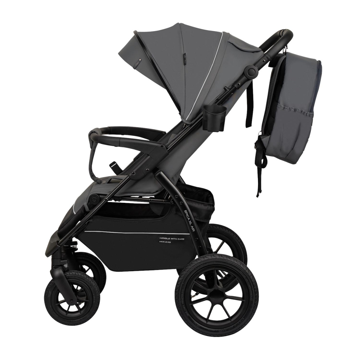 Коляска прогулочная Indigo EPICA XL AIR с сумкой темно-серый