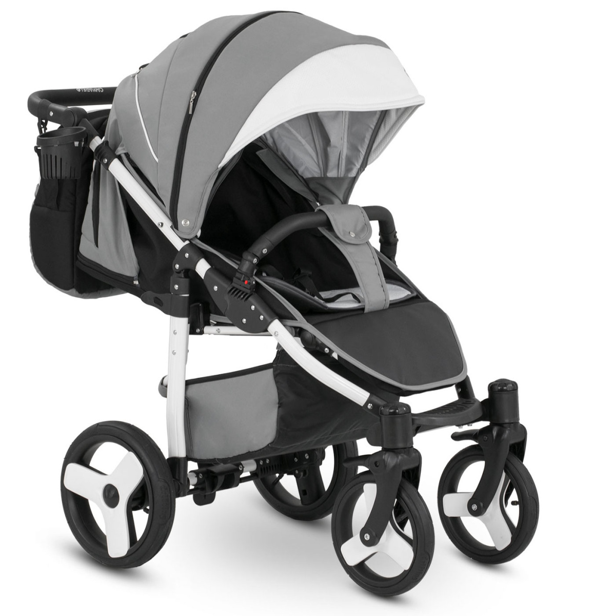 Прогулочная коляска Camarelo Elf белая рама светло-серый/черный