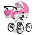 Коляска 2 в 1 Riko Bruno Ecco Prestige 18 бело-розовый
