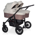 Коляска для двойни 2 в 1 Riko Basic Saxo 03 бежевый-коричневый