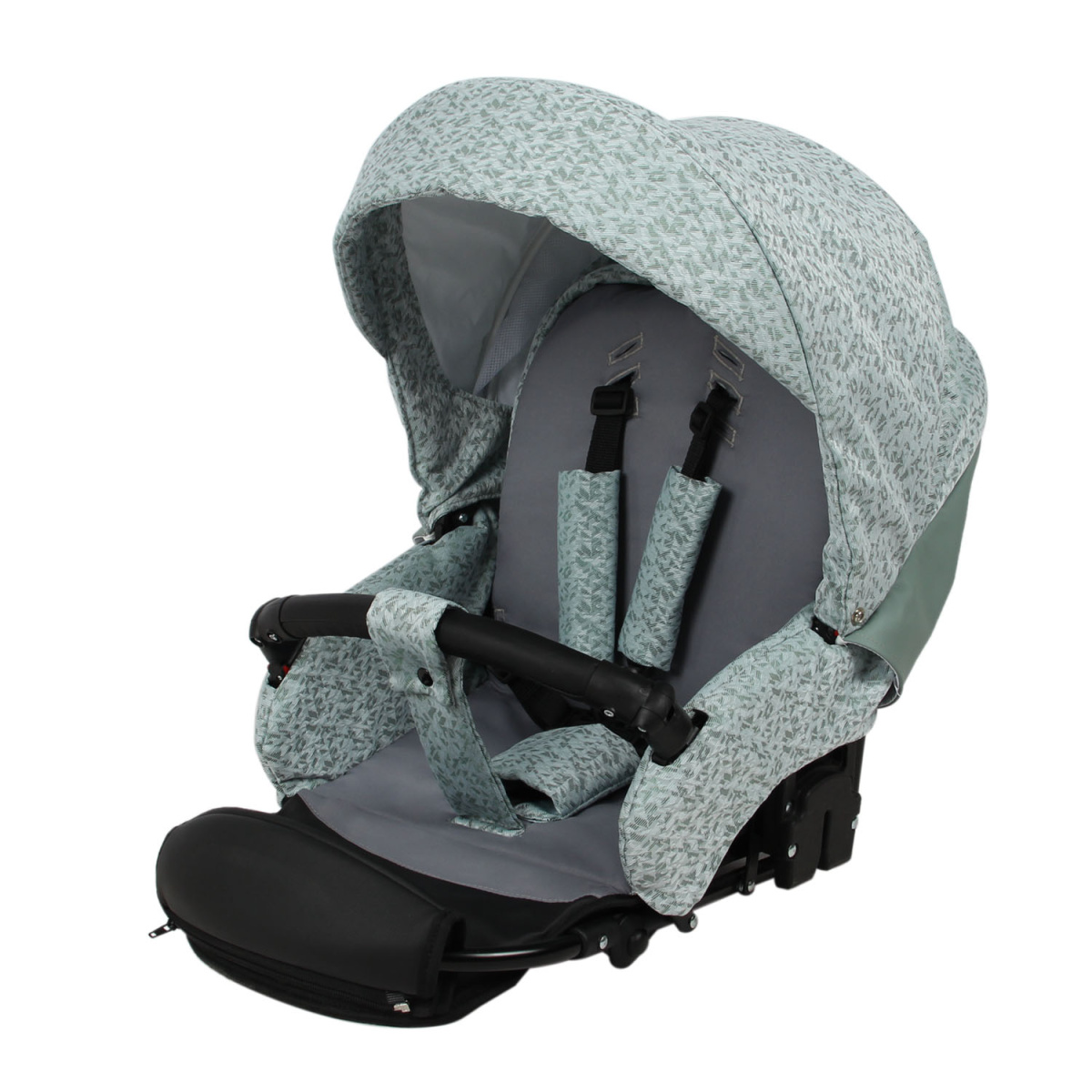 Коляска 2 в 1 Indigo MIO - Mi 06 (шалфей кожа+зеленый узор)