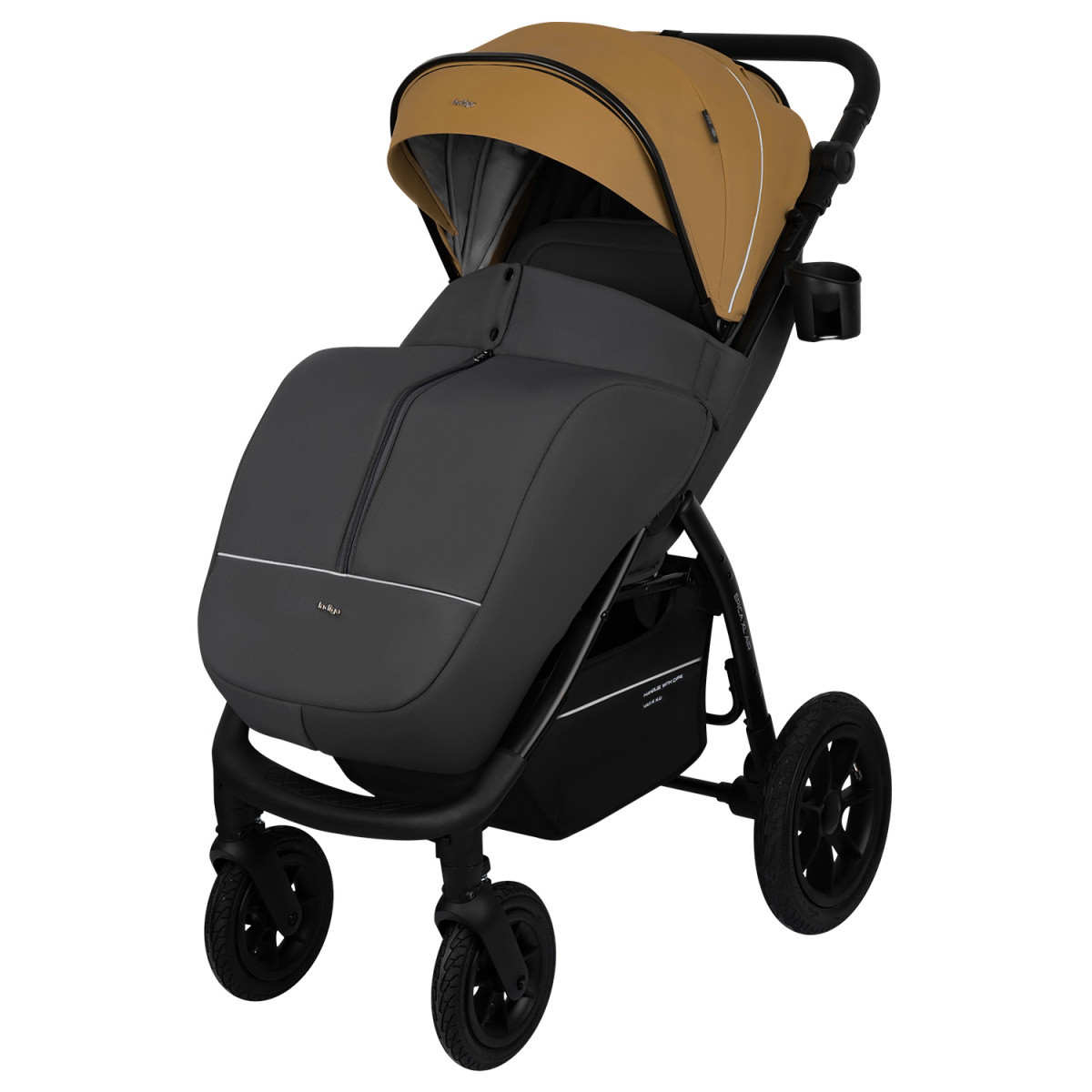 Коляска прогулочная Indigo EPICA XL AIR с сумкой бежевый-серый
