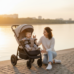 Коляска прогулочная Indigo EPICA XL AIR с сумкой бежевый