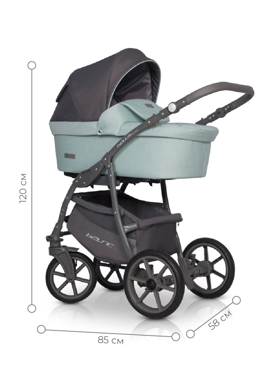Коляска 3 в 1 Riko Basic Bella Pastel 02 ментоловый