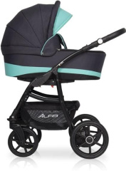 Коляска 2 в 1 Riko Basic Alfa Ecco 04 черно-голубой