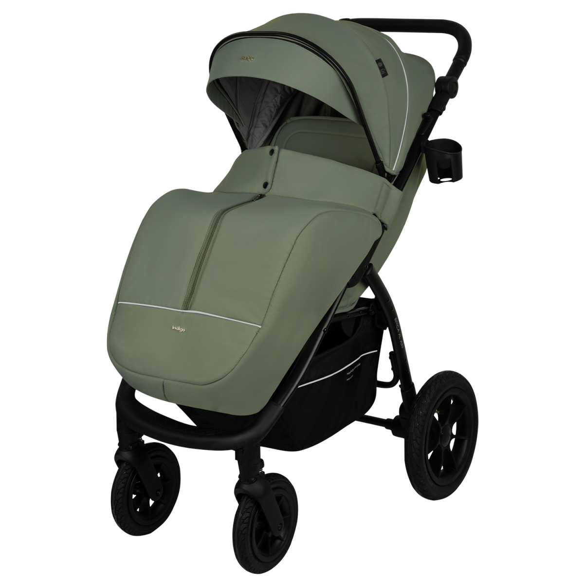 Коляска прогулочная Indigo EPICA XL AIR с сумкой зеленый