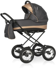 Коляска 2 в 1 Riko Basic Alfa Ecco Classic 02 черно-золотистый