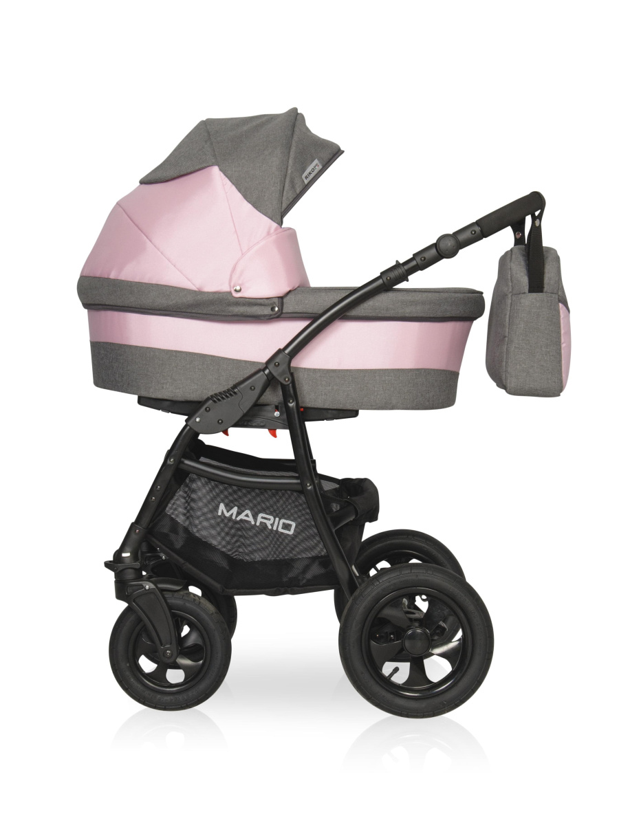 Коляска 2 в 1 Riko Basic Mario 02 серо-розовый