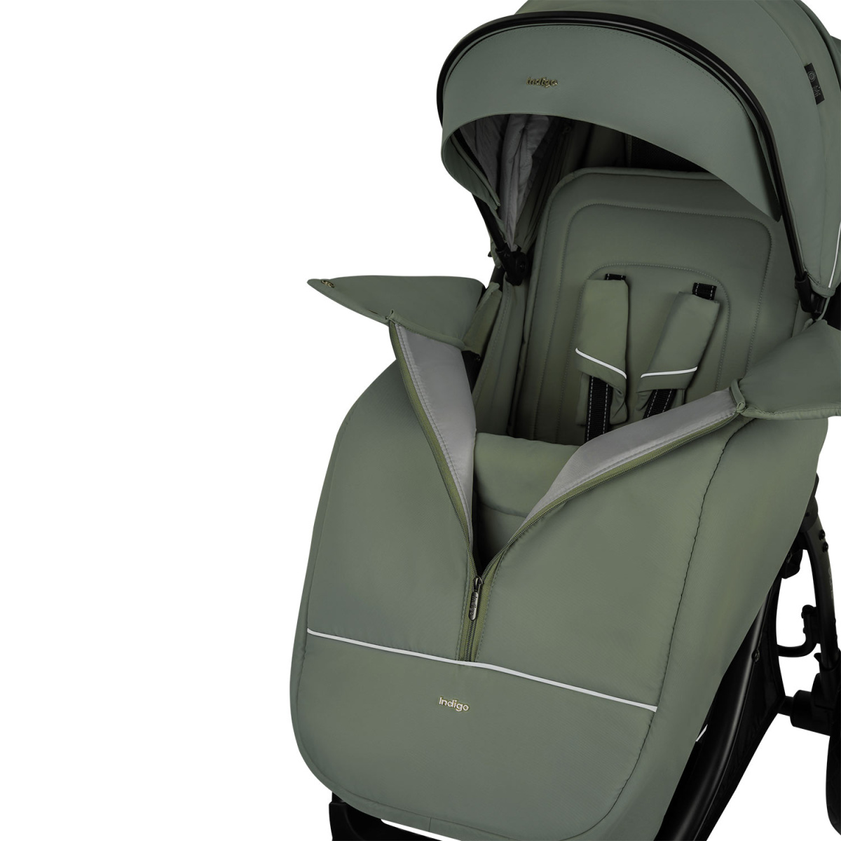 Коляска прогулочная Indigo EPICA XL AIR с сумкой зеленый