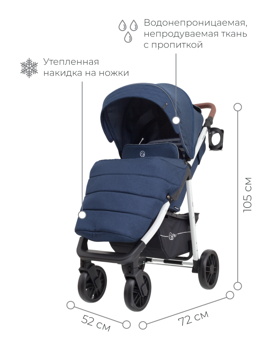 Коляска прогулочная Rant Vega Trends Lines blue (2021). Цвет: Синий