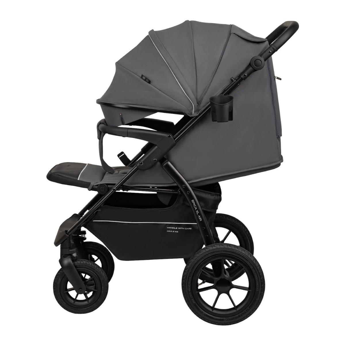 Коляска прогулочная Indigo EPICA XL AIR с сумкой темно-серый