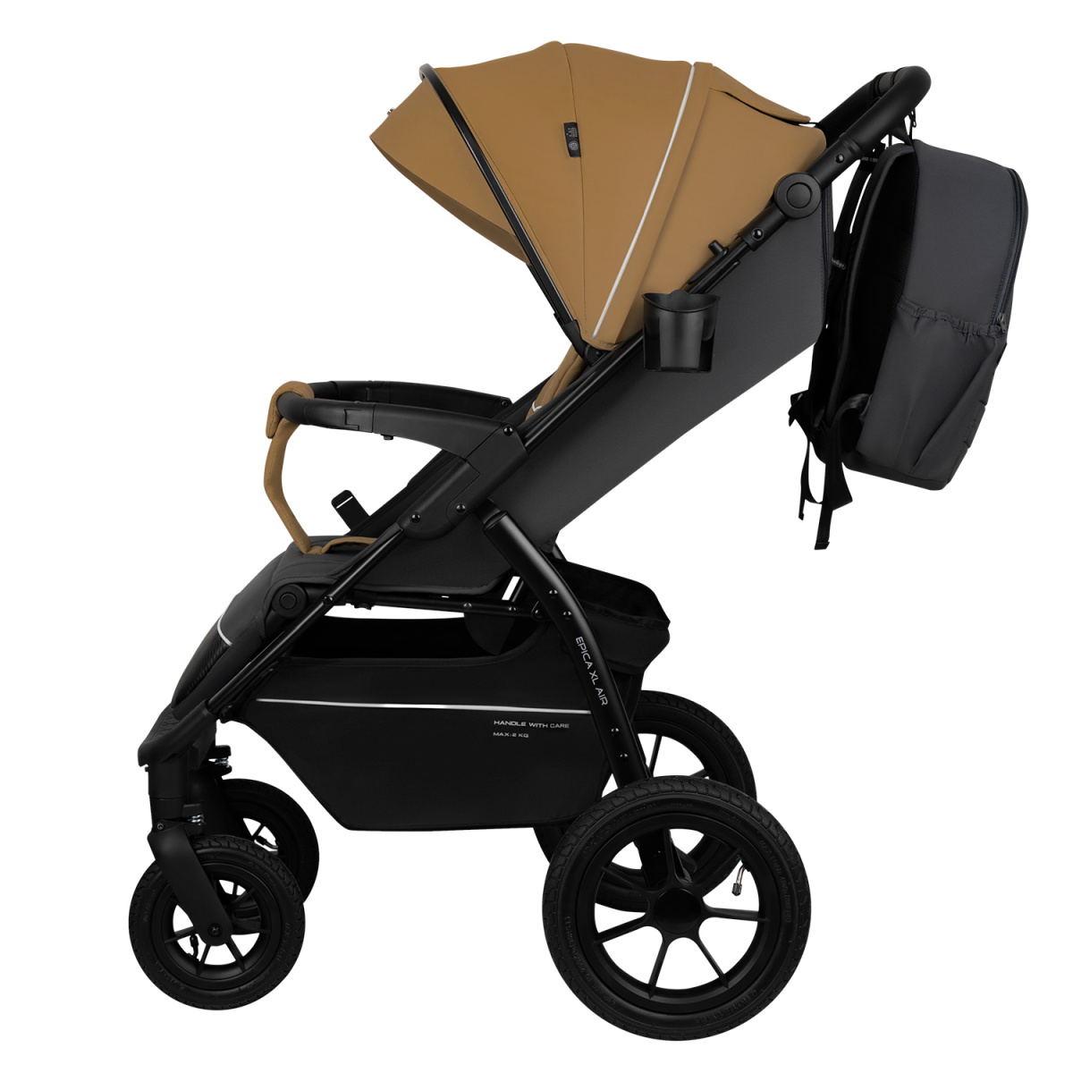 Коляска прогулочная Indigo EPICA XL AIR с сумкой бежевый-серый