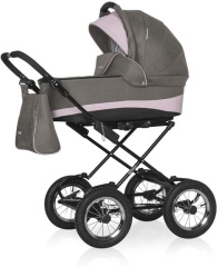 Коляска 2 в 1 Riko Basic Alfa Ecco Classic 09 серо-розовый