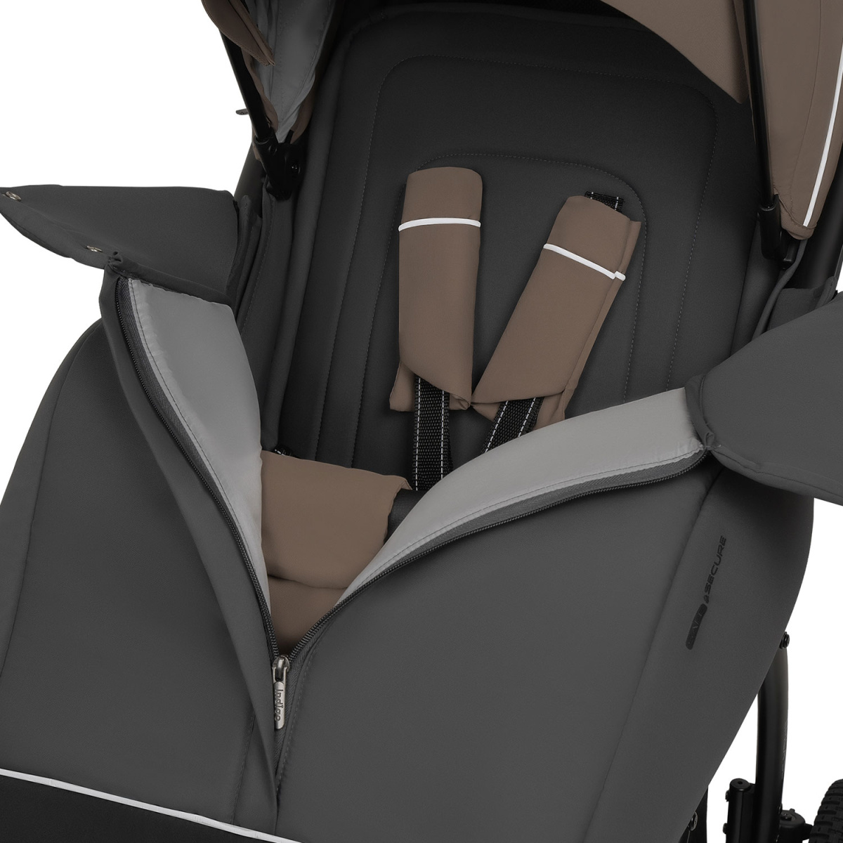 Коляска прогулочная Indigo EPICA SL, тем.бежевый-серый